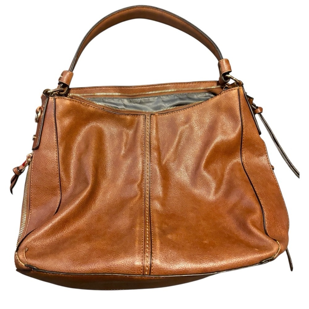 Elegant REALER Tan Vegan Leather Hobo Crossbody Bag